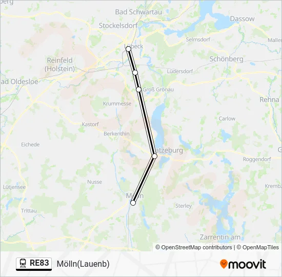 Поезд RE83: карта маршрута