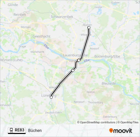 Поезд RE83: карта маршрута