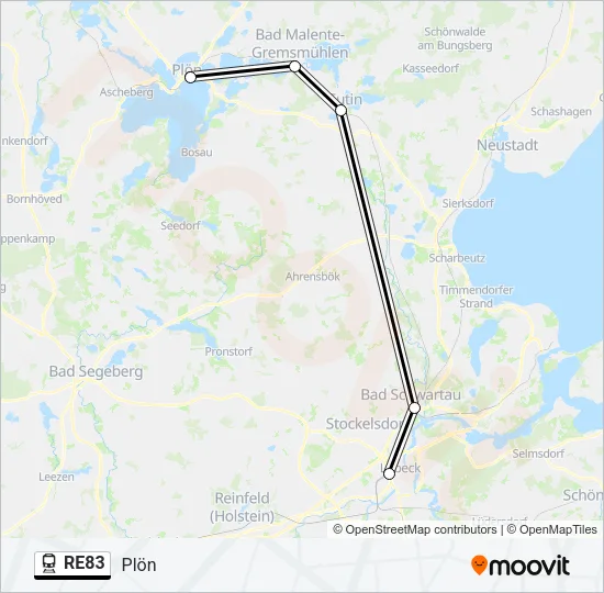 Поезд RE83: карта маршрута