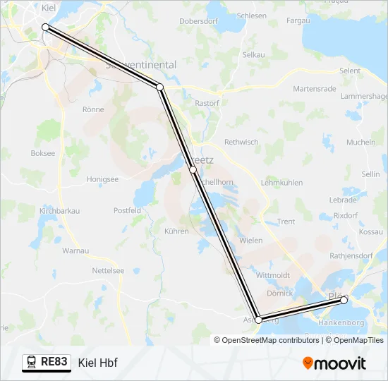 Поезд RE83: карта маршрута