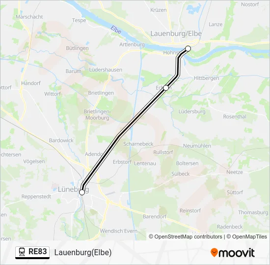Поезд RE83: карта маршрута