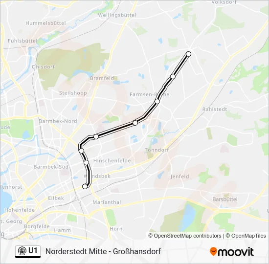 Метро U1: карта маршрута