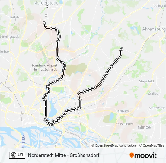 U1 Subway Line Map