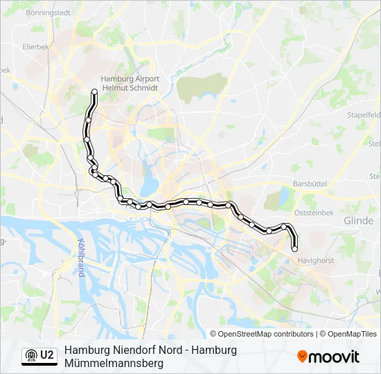 Метро U2: карта маршрута