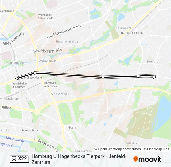  X22: карта маршрута