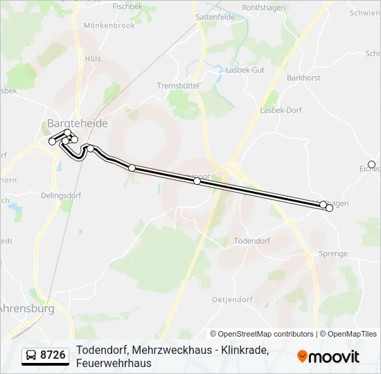 Автобус 8726: карта маршрута