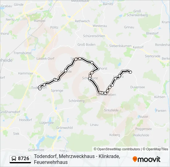 Автобус 8726: карта маршрута