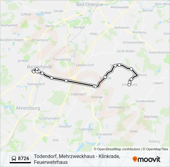 Автобус 8726: карта маршрута