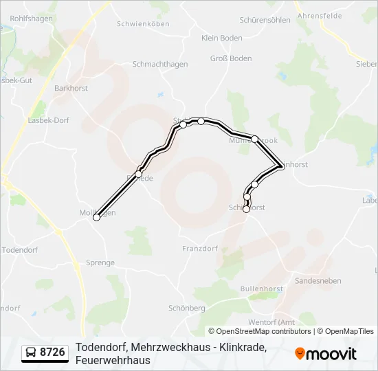 Автобус 8726: карта маршрута