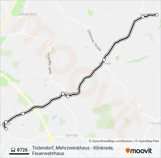 Автобус 8726: карта маршрута