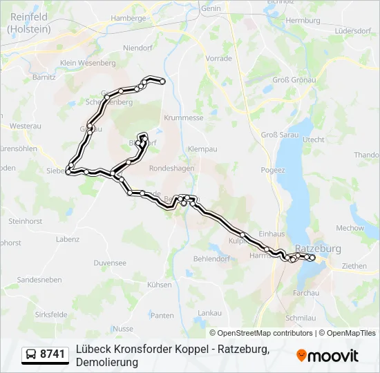 Автобус 8741: карта маршрута