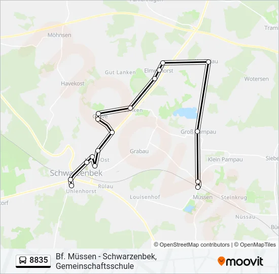 Автобус 8835: карта маршрута