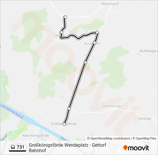 Автобус 731: карта маршрута