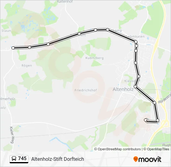 745 Route: Schedules, Stops & Maps - Altenholz-Stift Dorfteich (Updated)