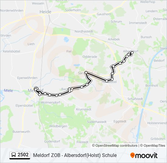 Автобус 2502: карта маршрута