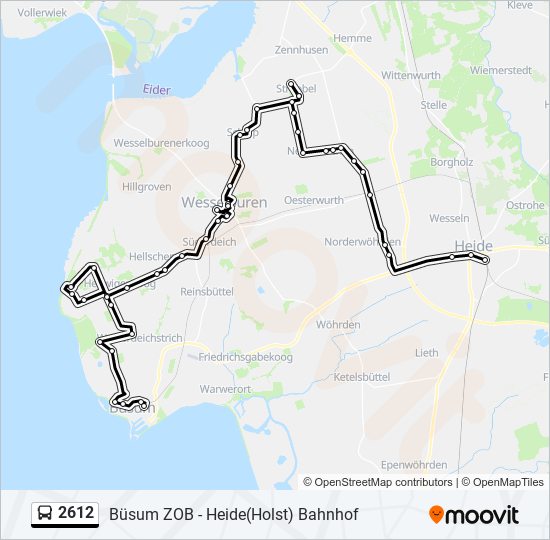 2612 bus Line Map