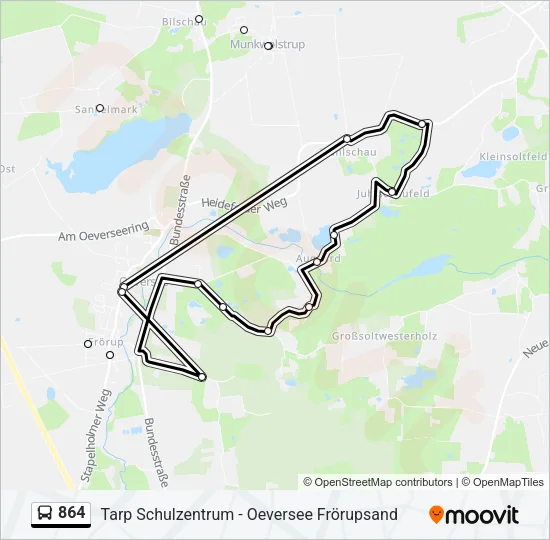 Автобус 864: карта маршрута