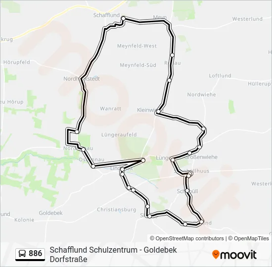 Автобус 886: карта маршрута