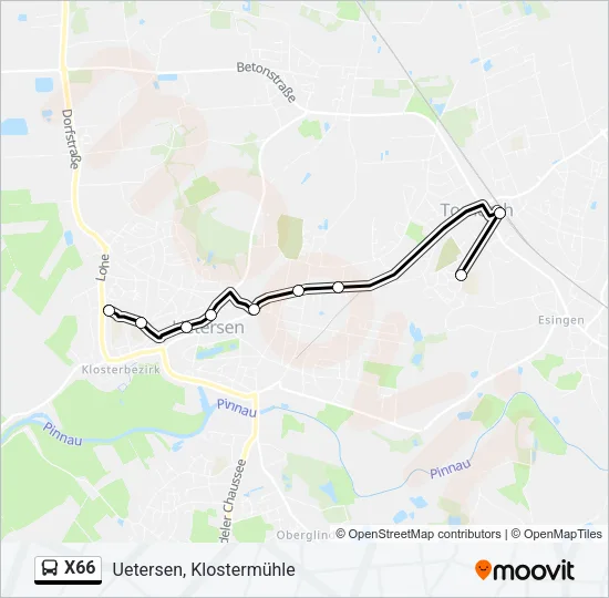 Автобус X66: карта маршрута