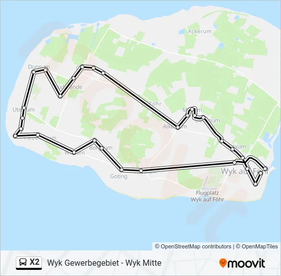 X2 Bus Line Map