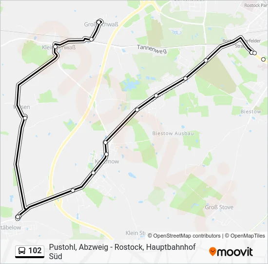 Автобус 102: карта маршрута