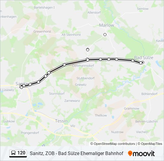 120 Route: Schedules, Stops & Maps - Sanitz, Zob (Updated)