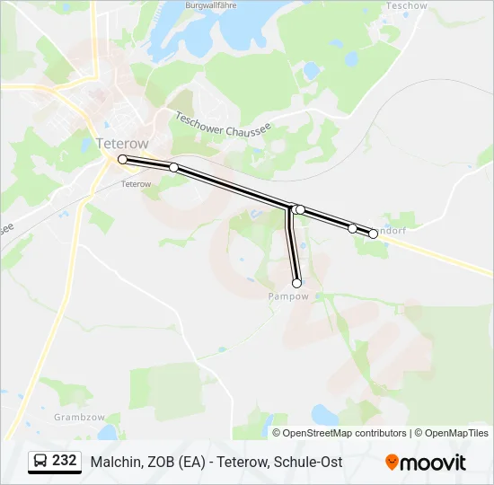 Автобус 232: карта маршрута