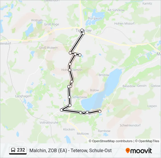 Автобус 232: карта маршрута