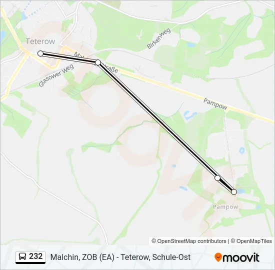 Автобус 232: карта маршрута