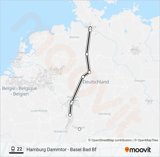 Поезд 22: карта маршрута
