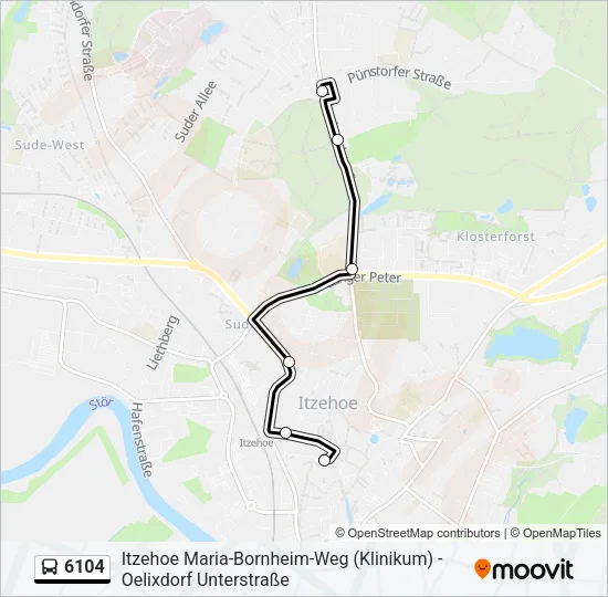 Автобус 6104: карта маршрута