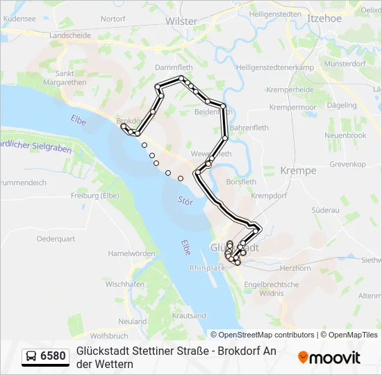 Автобус 6580: карта маршрута