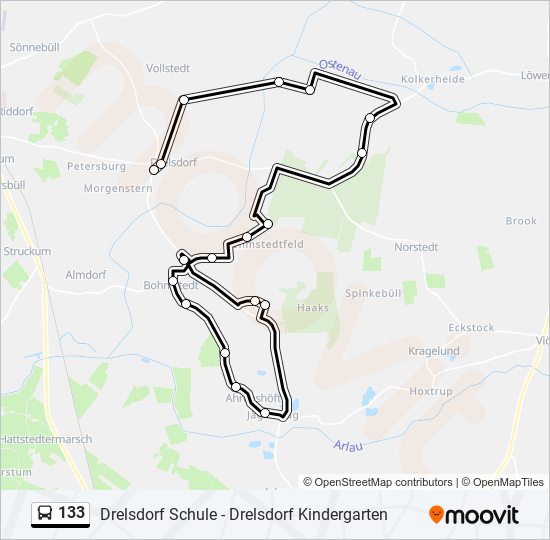Buslinie 133 Karte