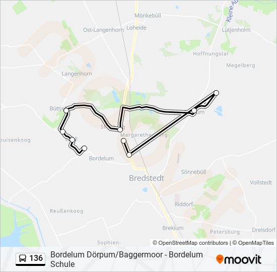 136 bus Line Map