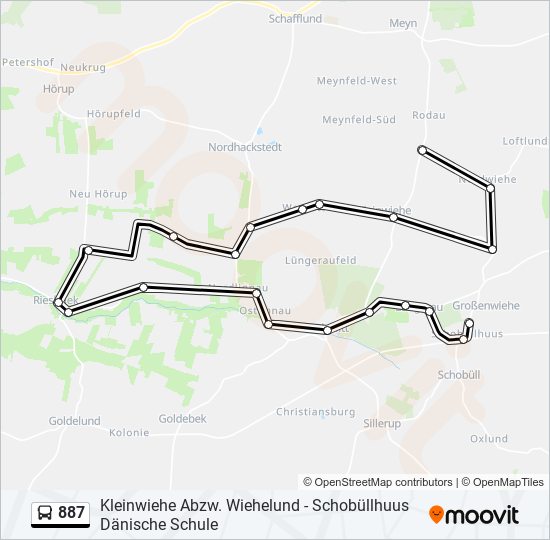 887 bus Line Map