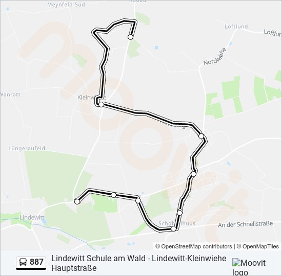 887 bus Line Map