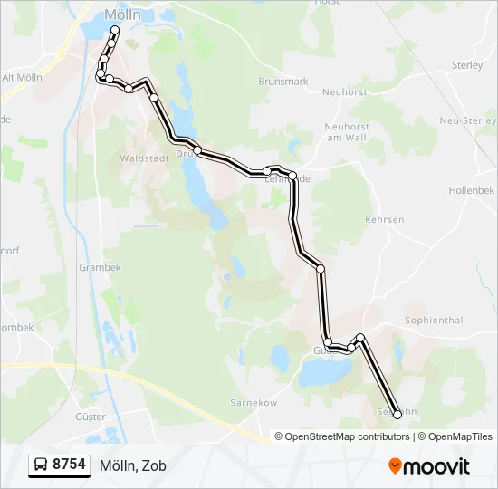 Автобус 8754: карта маршрута