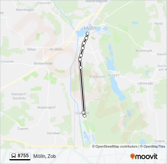 Автобус 8755: карта маршрута