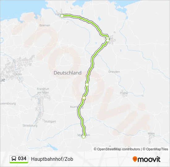Автобус 034: карта маршрута