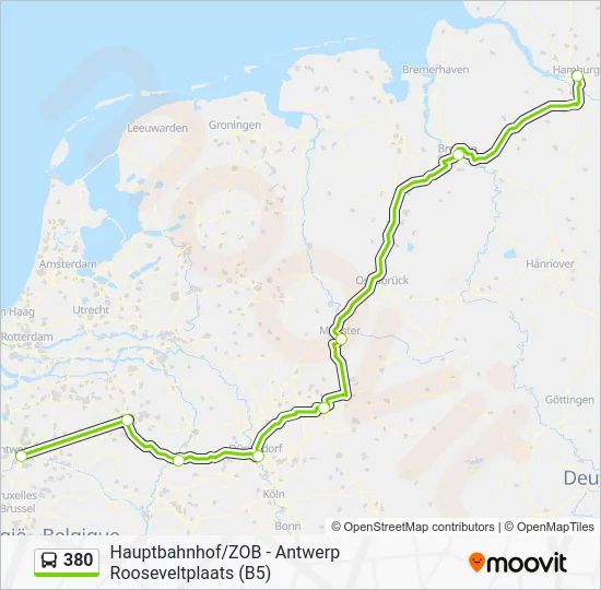 Автобус 380: карта маршрута