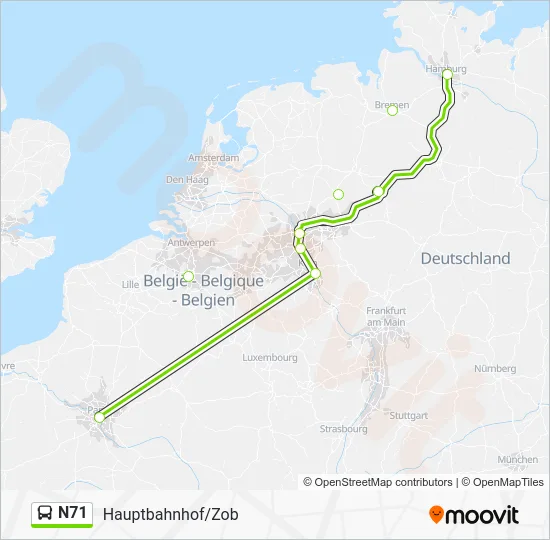 Автобус N71: карта маршрута