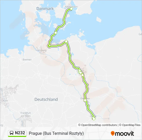 Автобус N232: карта маршрута