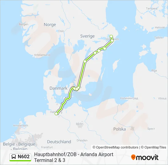 Автобус N602: карта маршрута