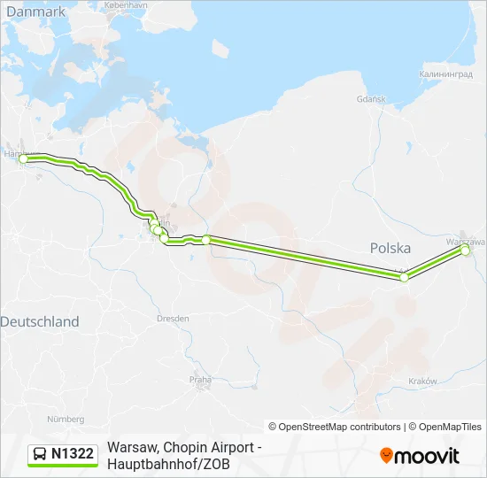 Автобус N1322: карта маршрута