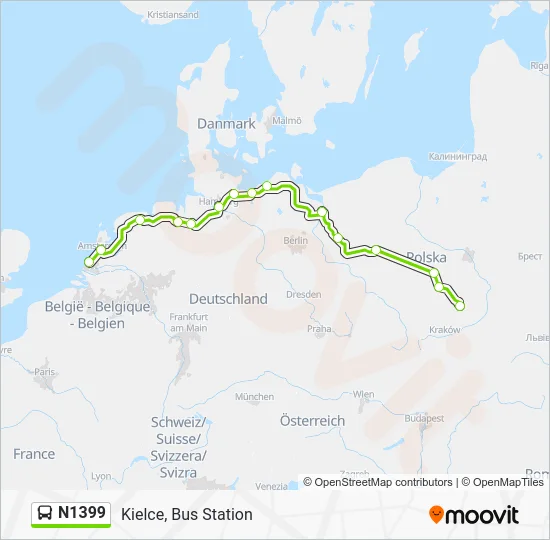 Автобус N1399: карта маршрута