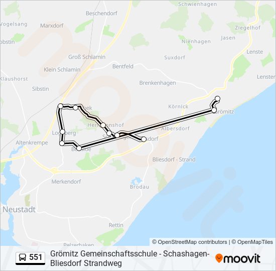 551 bus Line Map