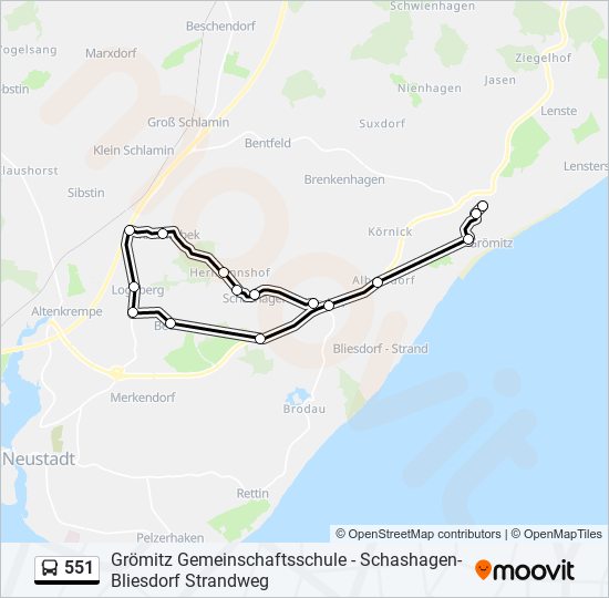 551 bus Line Map