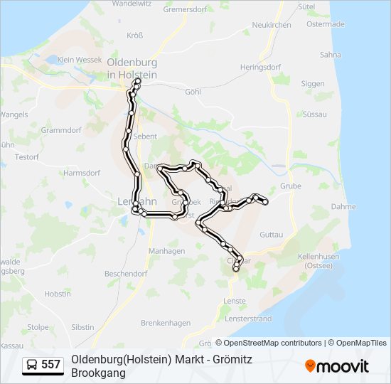 557 bus Line Map