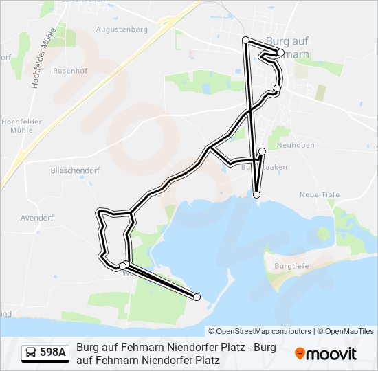 598A bus Line Map