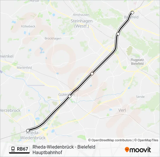 Поезд RB67: карта маршрута